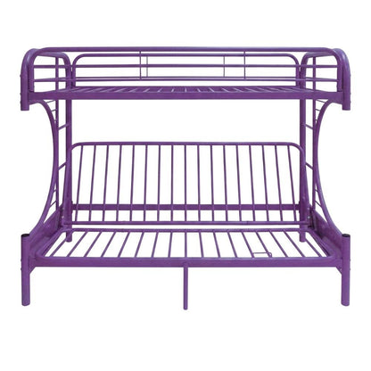 Metal Futon Bunk Bed Twin over Full, Kids Bunkbed, Purple