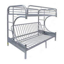 Metal Futon Bunk Bed, Twin over Full with Convertible Futon Frame, Silver