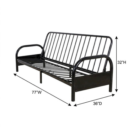 Metal Futon Sofa Bed Frame, Adjustable Contemporary Style for Living Room, Black