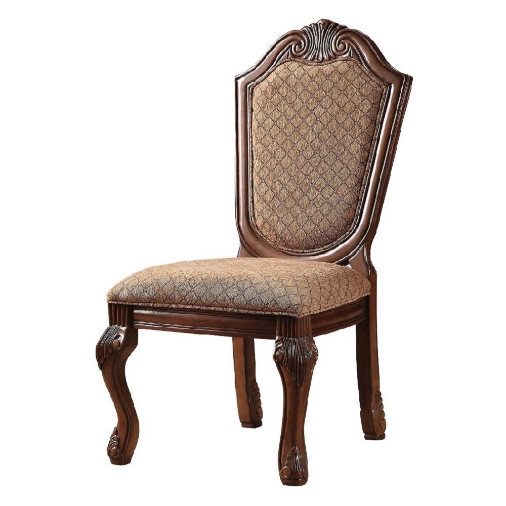 Chateau De Ville Side Chair (Set-2), Fabric & Cherry