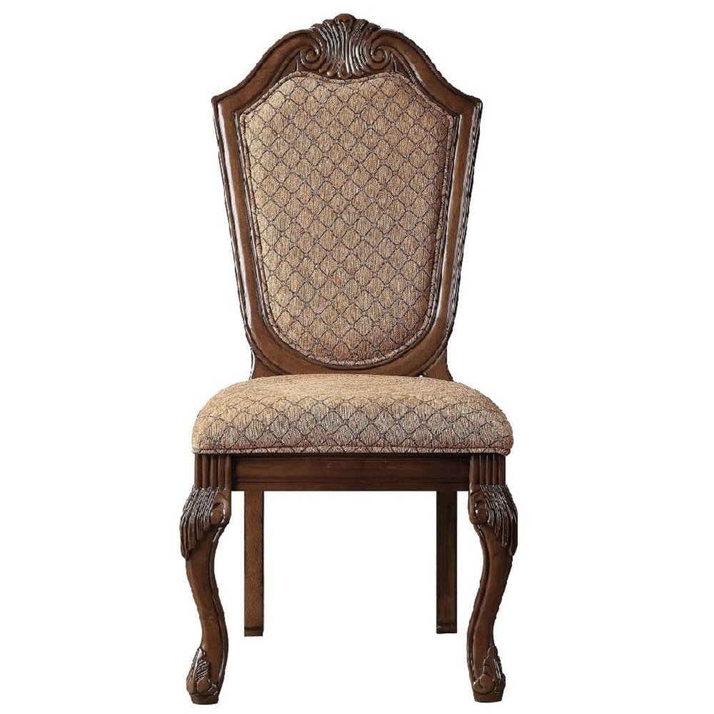 Chateau De Ville Side Chair (Set-2), Fabric & Cherry