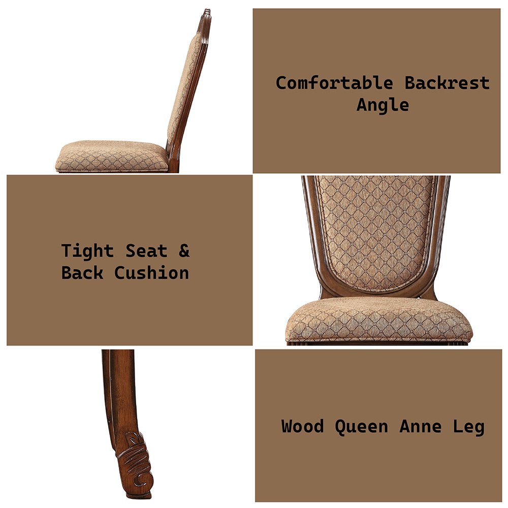 Chateau De Ville Side Chair (Set-2), Fabric & Cherry