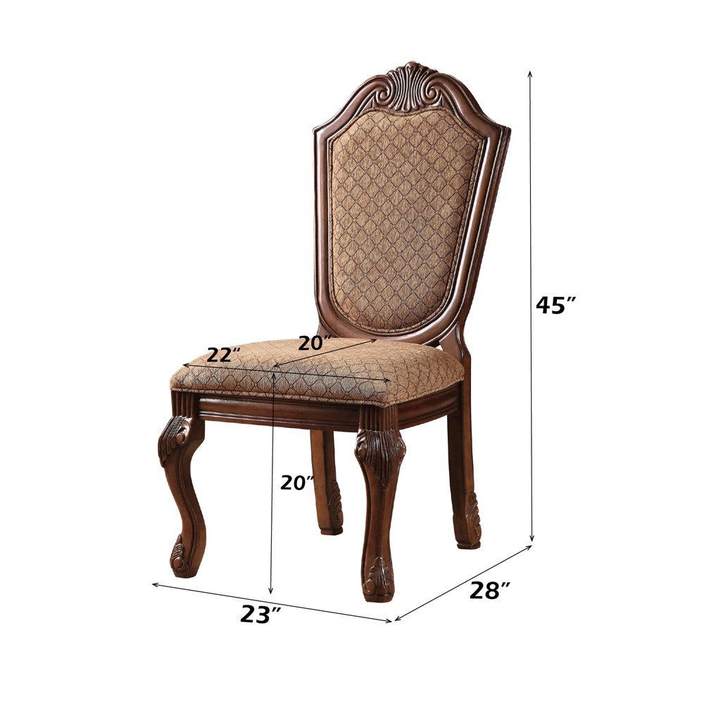 Chateau De Ville Side Chair (Set-2), Fabric & Cherry
