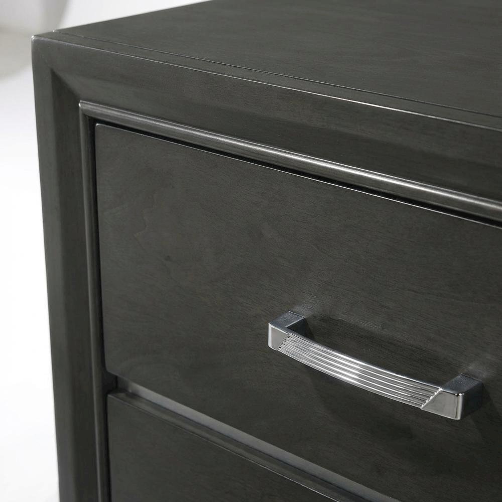 Gray Nightstand with Transitional Style and Spacious Surface for Bedroom Storage