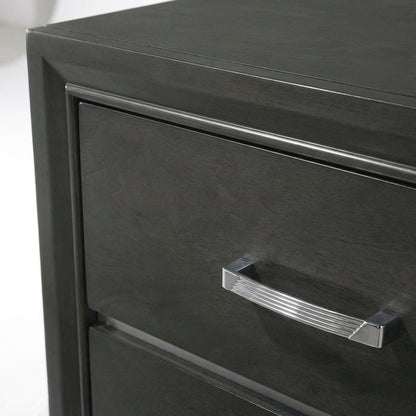 Gray Nightstand with Transitional Style and Spacious Surface for Bedroom Storage