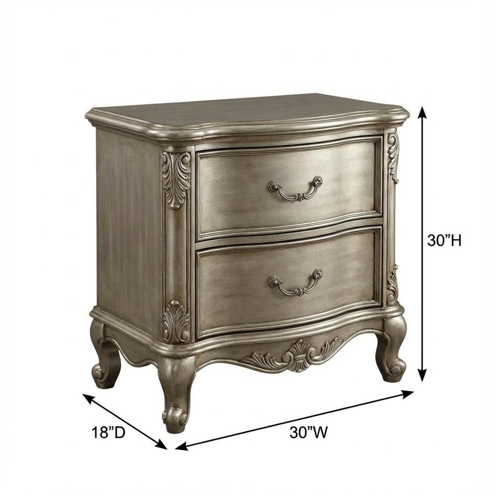 Gray Nightstand with Antique Finish, Transitional Style, Rectangular
