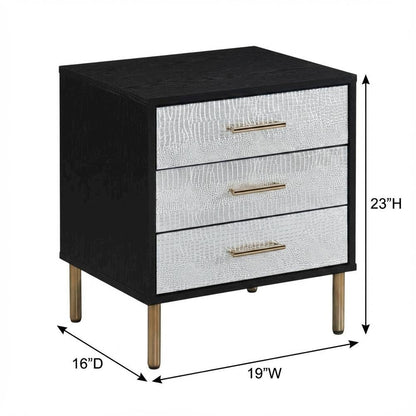 Black Modern Nightstand with Metallic Finishes and Sleek Design