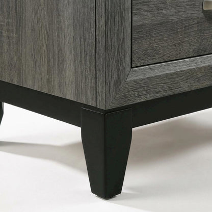 Weathered Gray Nightstand with Transitional Style and Spacious Storage