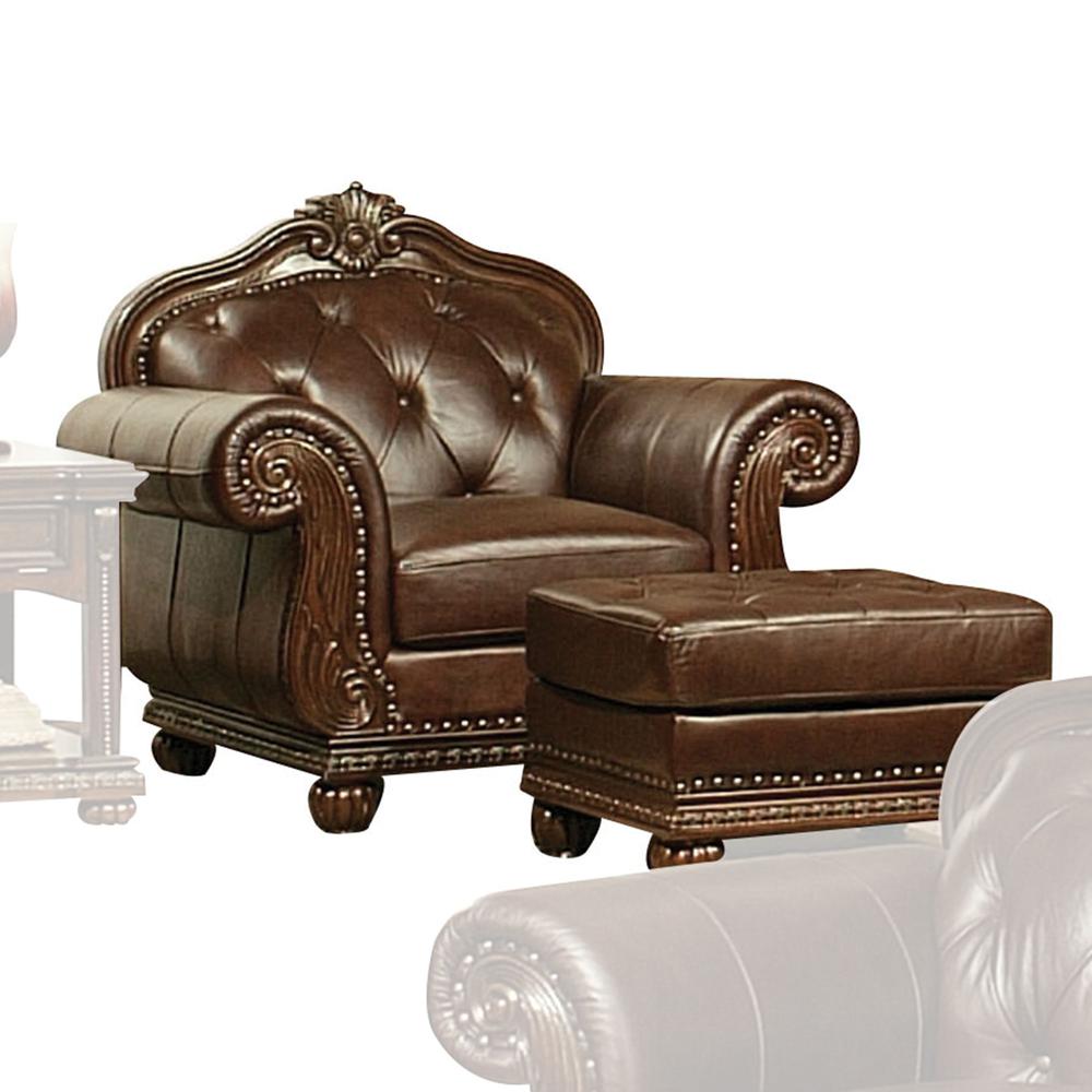 Anondale Chair, Espresso Top Grain Leather Match & Cherry