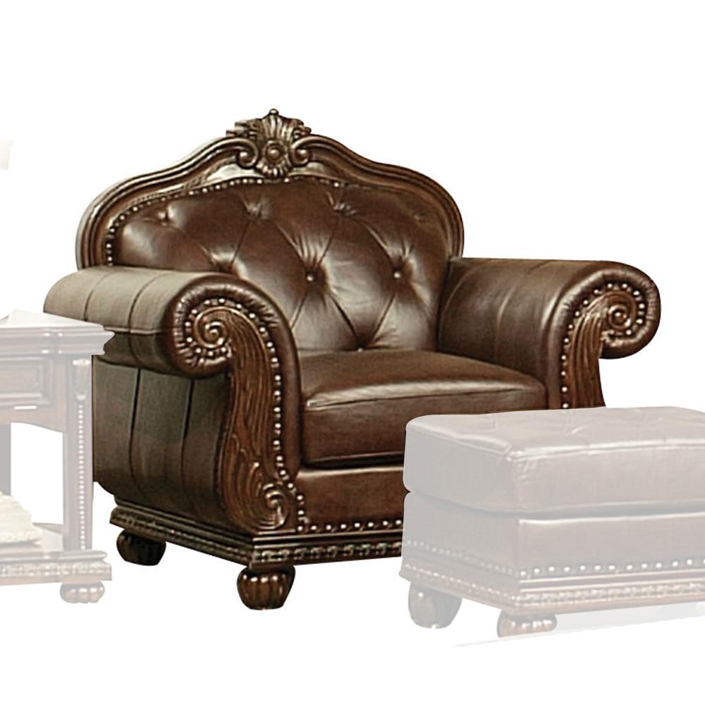 Anondale Chair, Espresso Top Grain Leather Match & Cherry