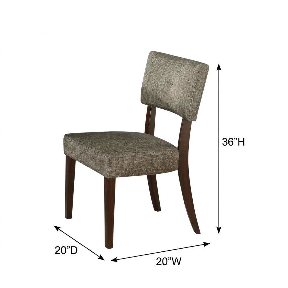 Performance Chenille Dining Chair with Wood Legs, Gray Fabric & Espresso, Set of 2