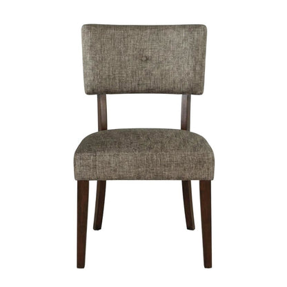 Performance Chenille Dining Chair with Wood Legs, Gray Fabric & Espresso, Set of 2