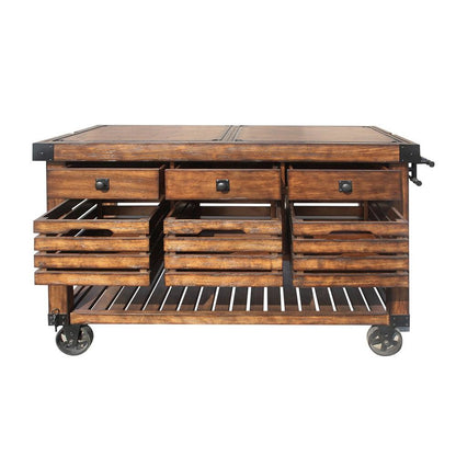 Kaif Kitchen Cart, Distressed Chestnut