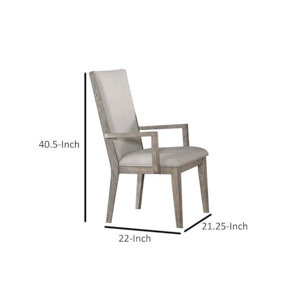 Rocky Arm Chair (Set-2), Fabric & Gray Oak
