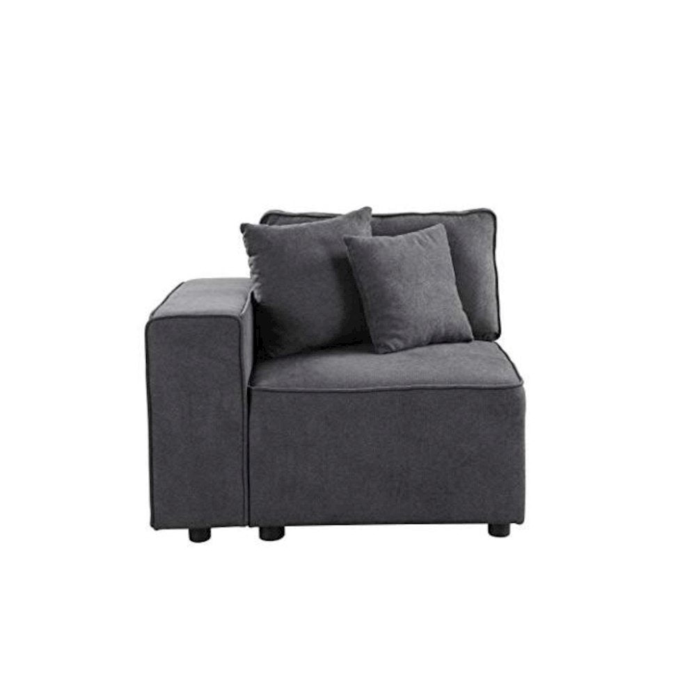 Silvester Modular - Left Facing Chair w/2 Pillows, Gray Fabric