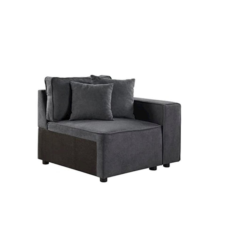 Silvester Modular - Right Facing Chair w/2 Pillows, Gray Fabric