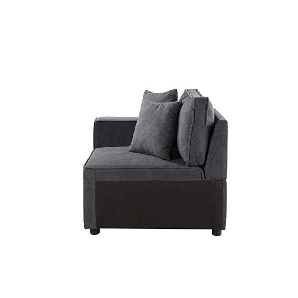 Silvester Modular - Left Facing Chair w/2 Pillows, Gray Fabric