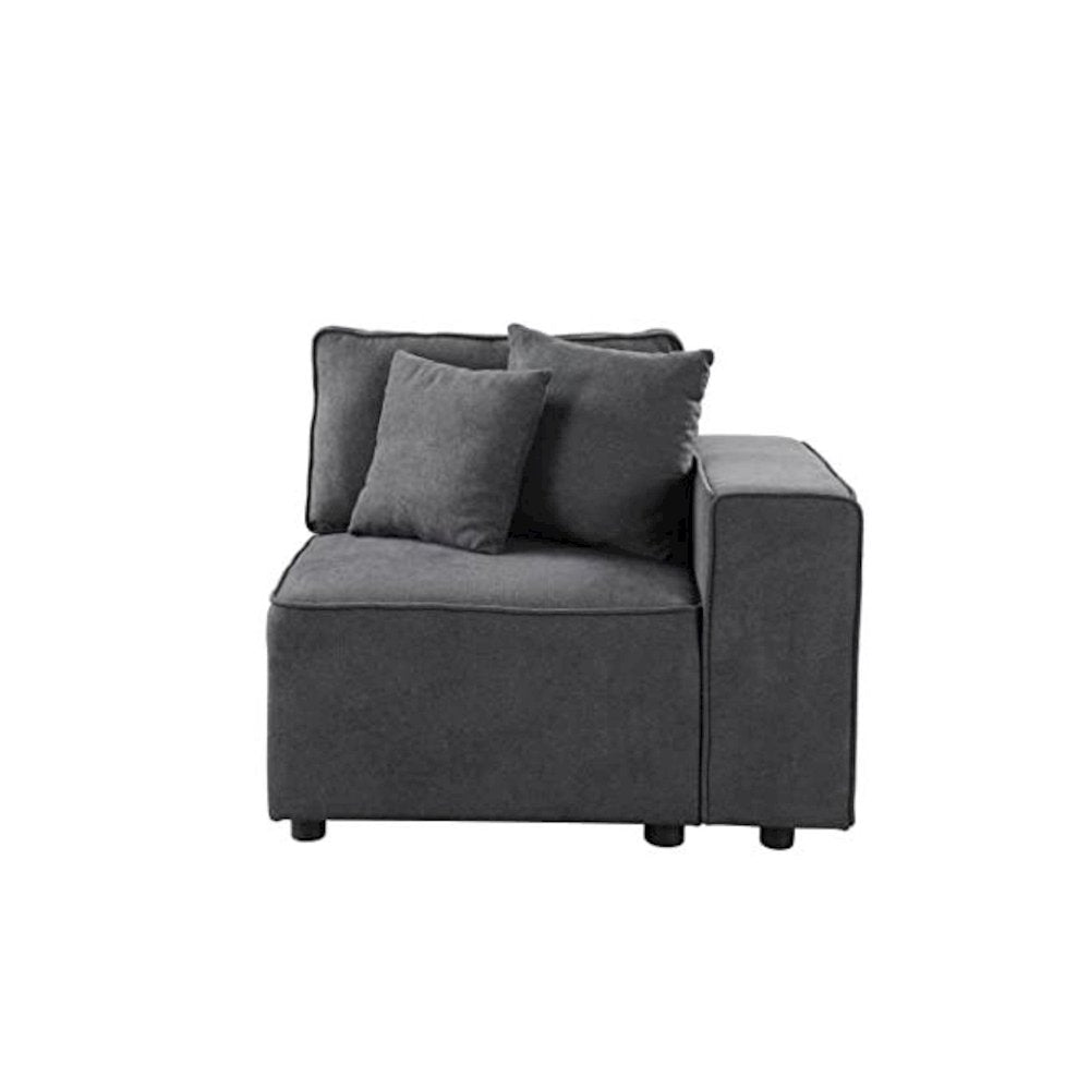 Silvester Modular - Right Facing Chair w/2 Pillows, Gray Fabric