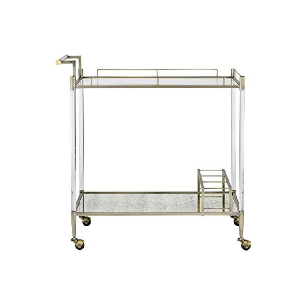 Cirro Serving Cart, Antique Mirror & Wire Brass