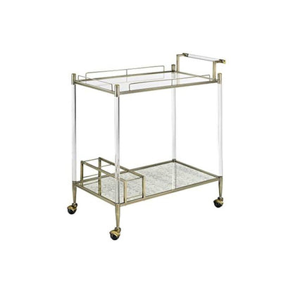 Cirro Serving Cart, Antique Mirror & Wire Brass