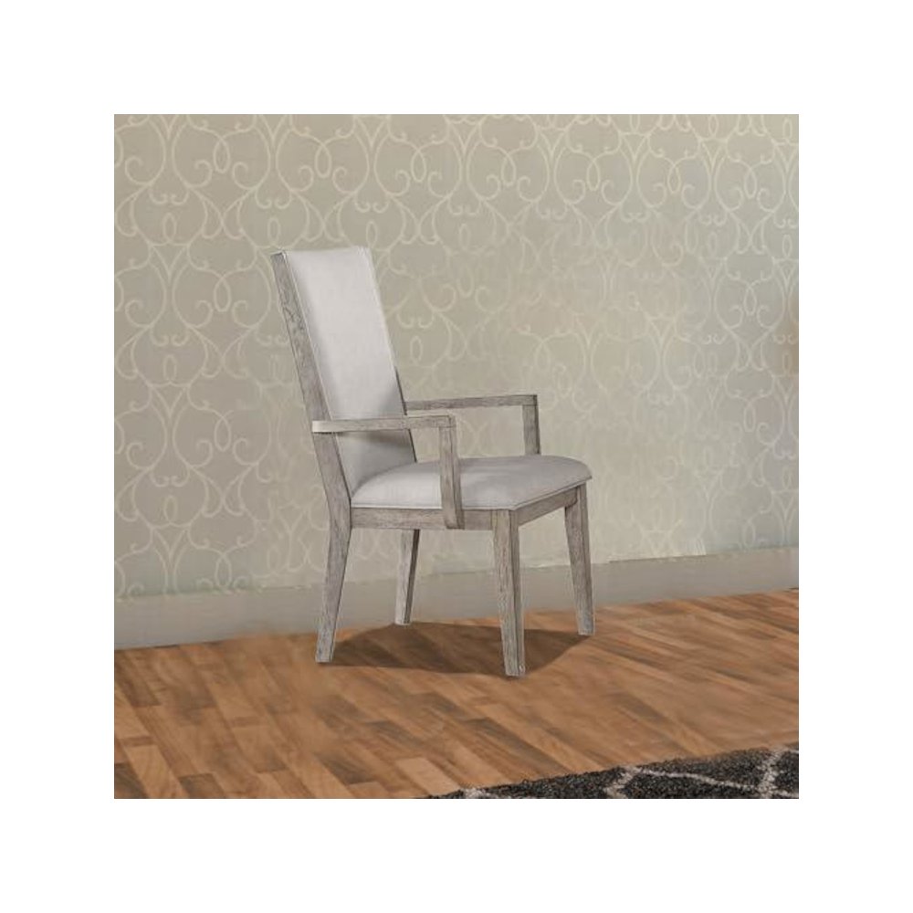 Rocky Arm Chair (Set-2), Fabric & Gray Oak