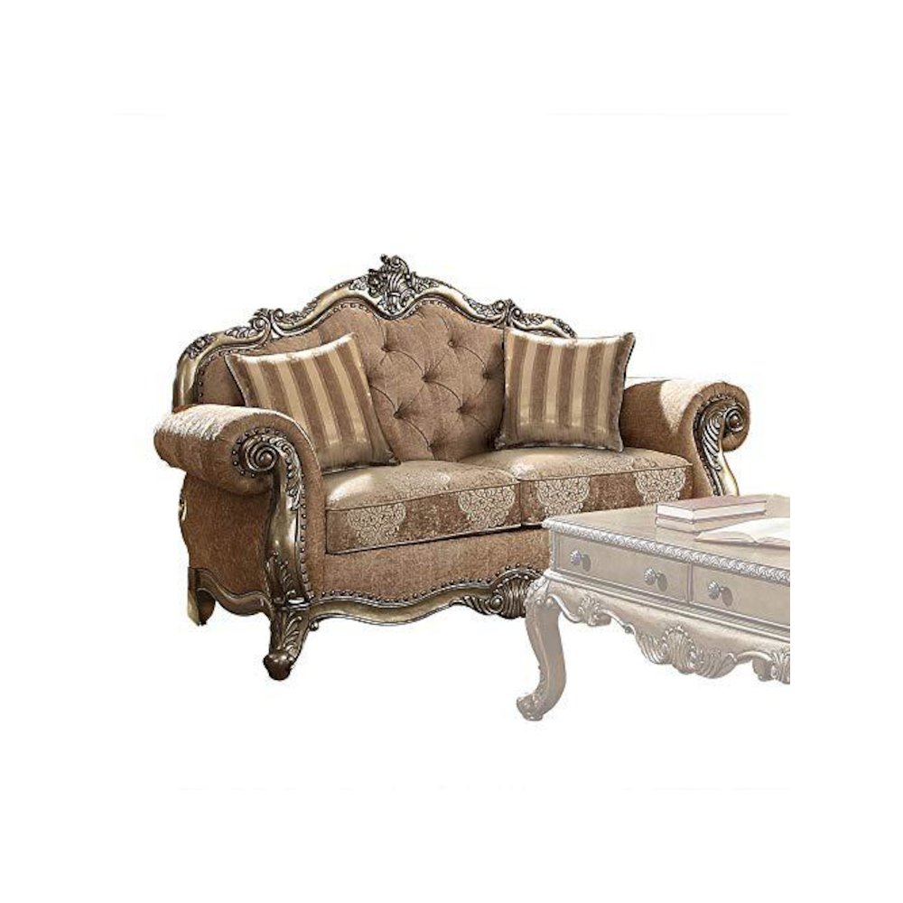 Ragenardus Loveseat w/2 Pillows, Fabric & Vintage Oak