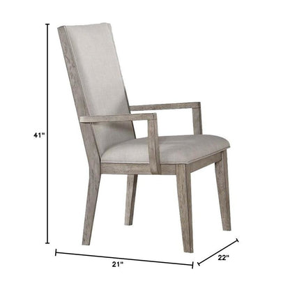 Rocky Arm Chair (Set-2), Fabric & Gray Oak