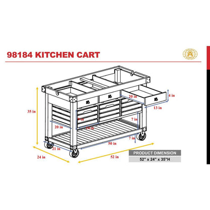 Kaif Kitchen Cart, Distressed Chestnut