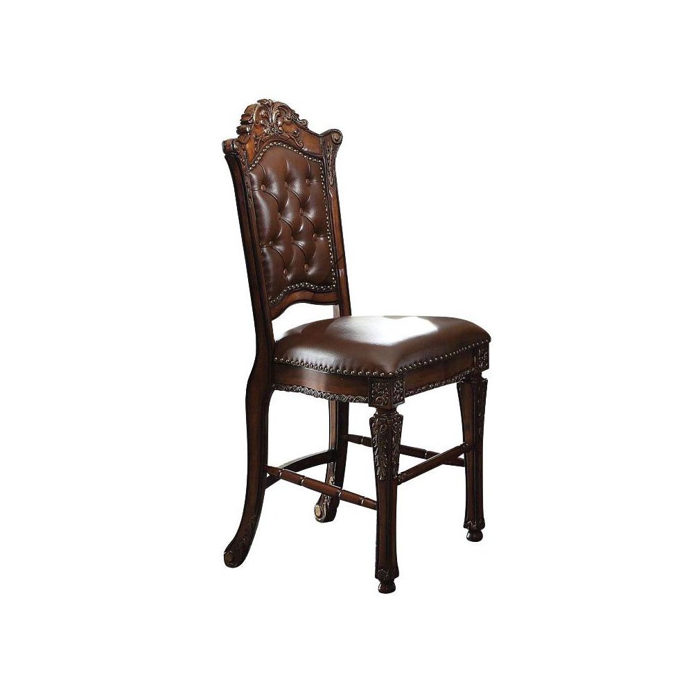 Vendome Counter Height Chair (Set-2), Leatherette & Cherry