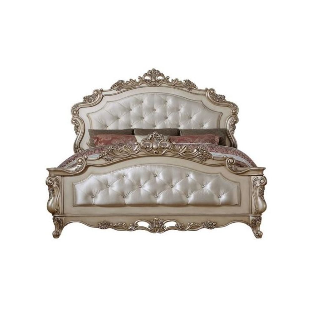 Gorsedd Eastern King Bed, Fabric & Golden Ivory