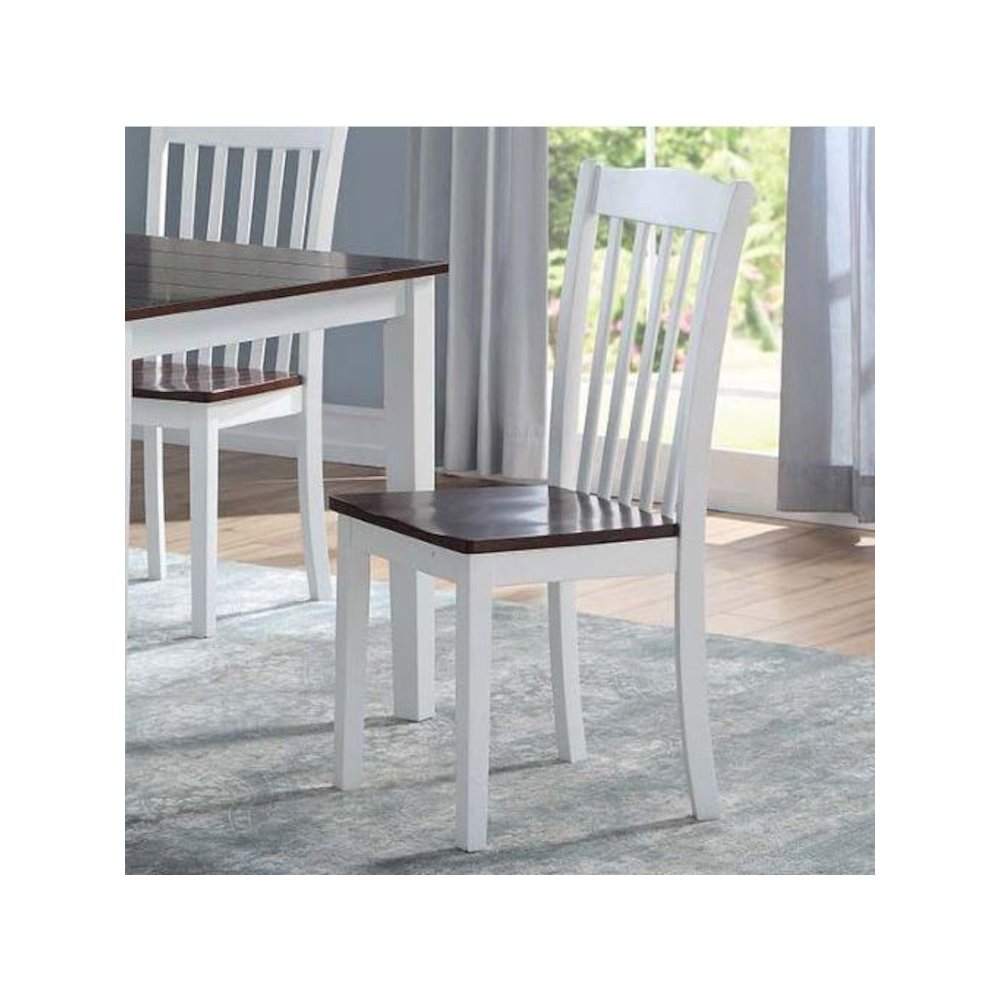 Green Leigh Side Chair (Set-2), White & Walnut