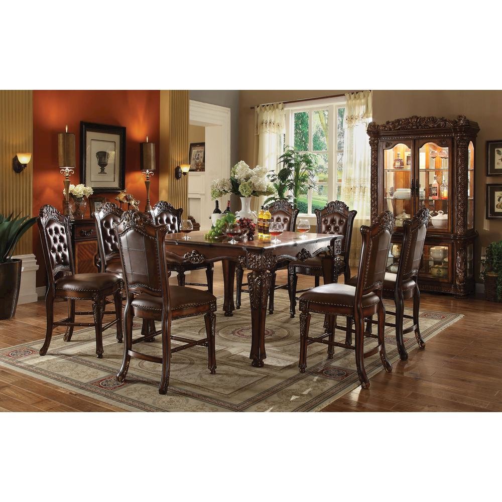 Vendome Counter Height Chair (Set-2), Leatherette & Cherry