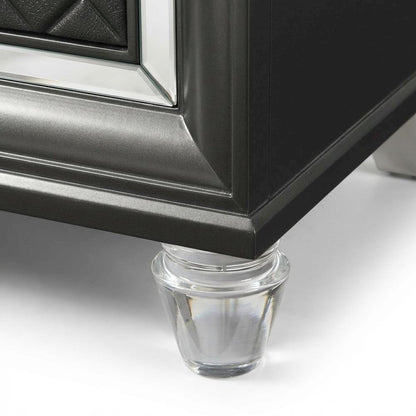 Metallic Gray Nightstand with Modern Glam and Contemporary Style