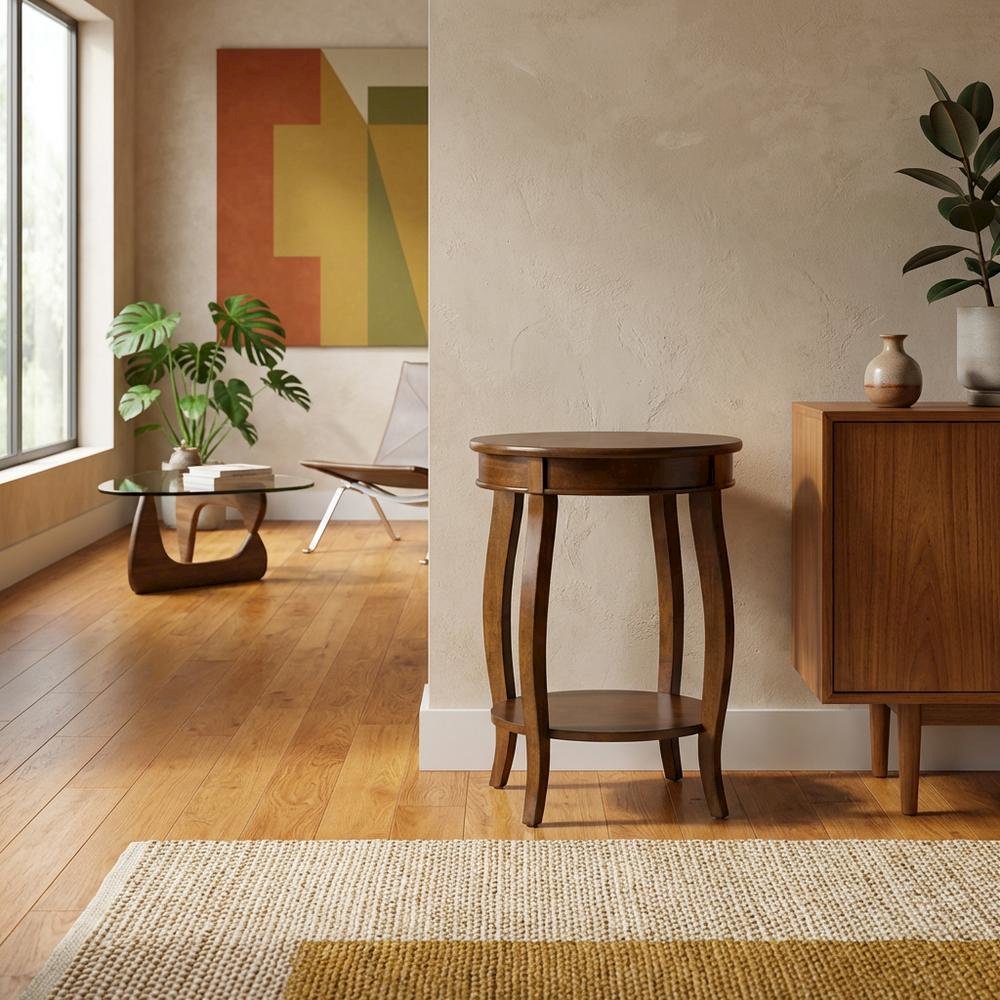Walnut, Accent Side Table, Quality Build, Durable Wood Frame