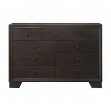 Wood Veneer 9-Drawer Dresser, Wide Chest of Drawers for Bedroom, Espresso