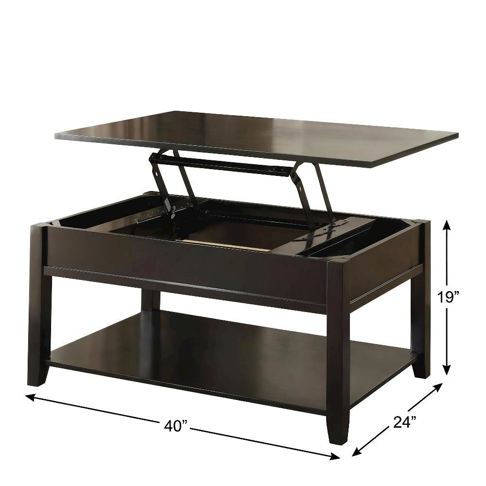 Black Coffee Table with Lift Top, Wood Veneer and Engineered Wood Surface