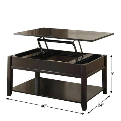 Black Coffee Table with Lift Top, Wood Veneer and Engineered Wood Surface