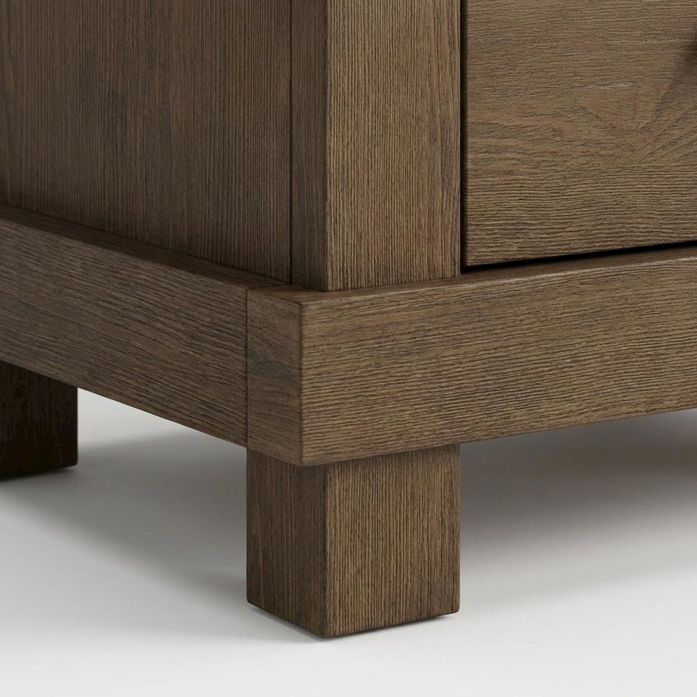 Antique Oak Nightstand with Classic Design and Solid Wood Finish
