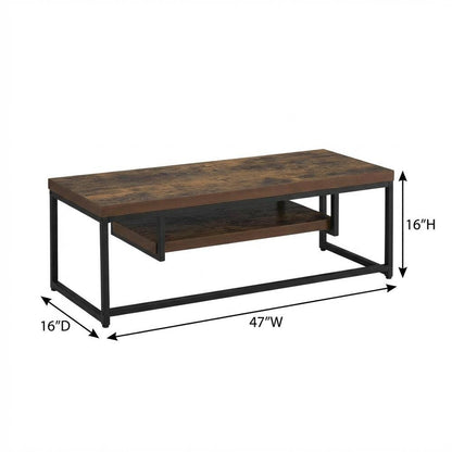 Weathered Oak & Black Metal TV Stand with Elegant Storage Design