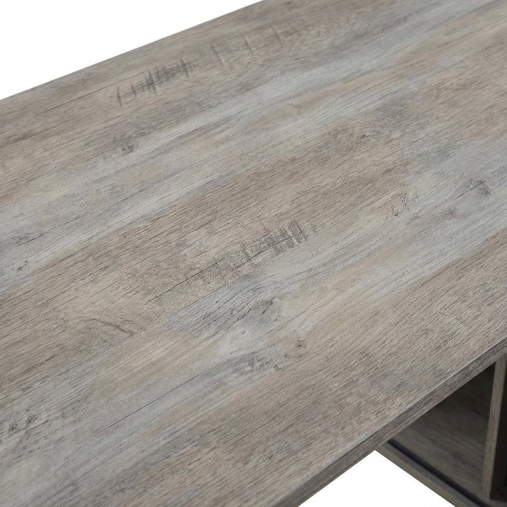 Industrial Gray Oak And Black Finish Writing Desk With Modern Design