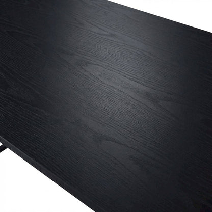 Black Writing Desk, Wood Veneer Surface, Sturdy Particle Board And Metal Frame