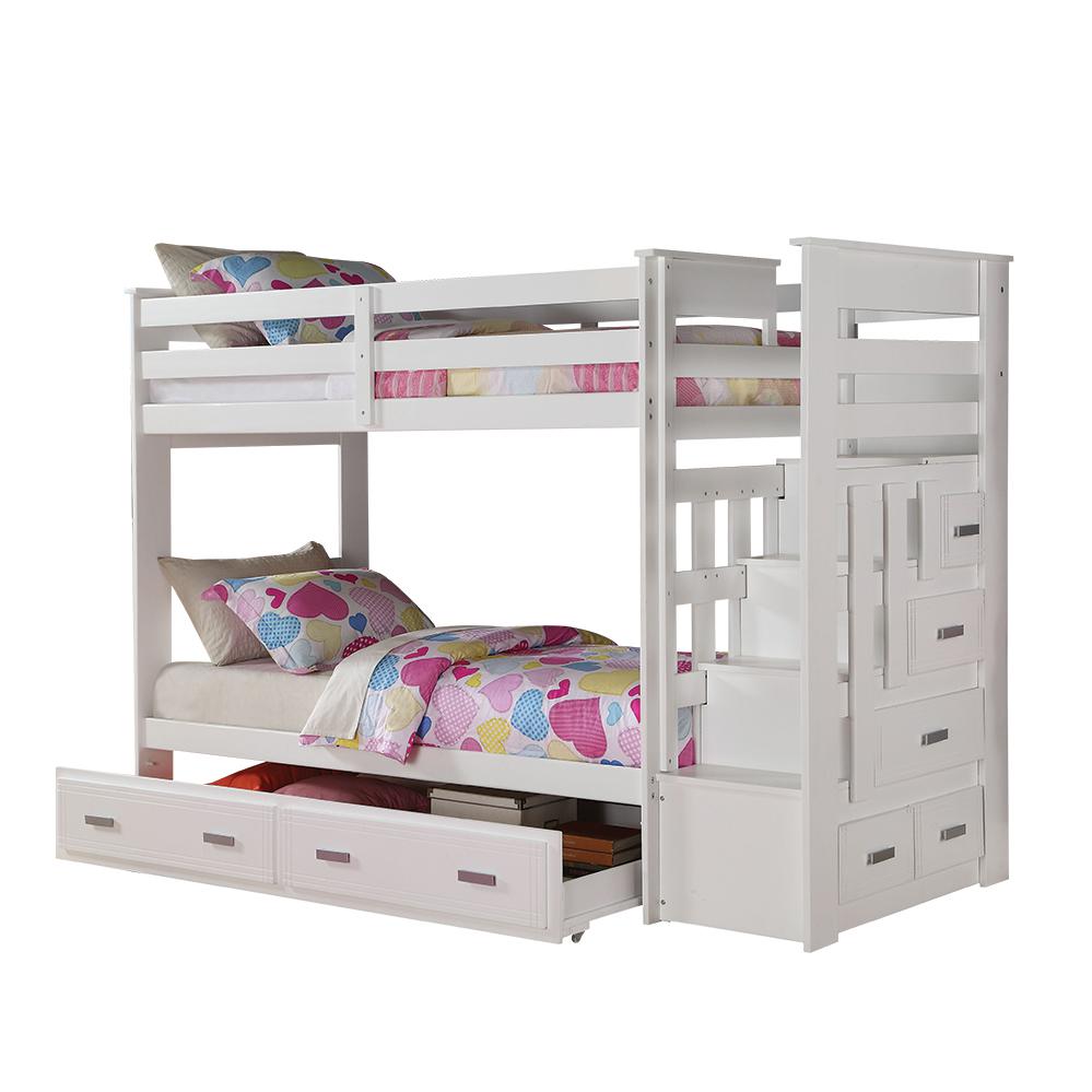 Allentown Bunk Bed (T/T) w/Trundle (Twin) & Storage, White