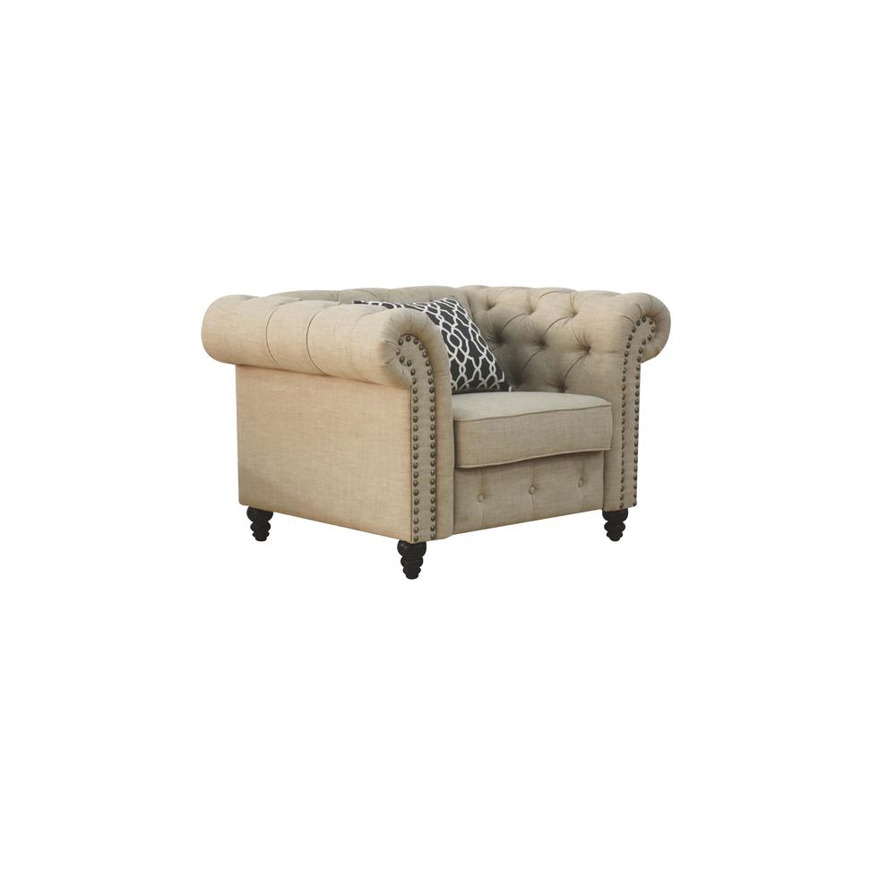 Aurelia Chair w/Pillow, Beige Linen