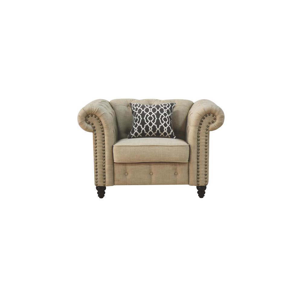 Aurelia Chair w/Pillow, Beige Linen