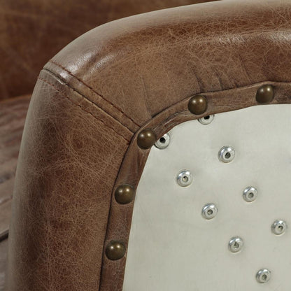 Brancaster Loveseat, Retro Brown Top Grain Leather & Aluminum