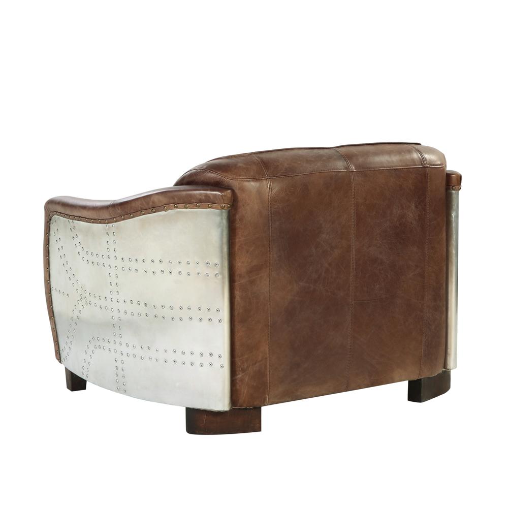 Brancaster Loveseat, Retro Brown Top Grain Leather & Aluminum