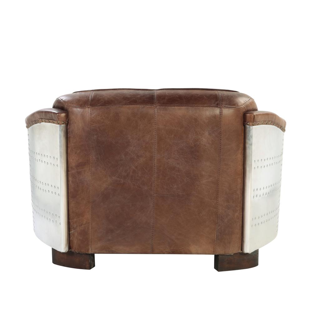 Brancaster Loveseat, Retro Brown Top Grain Leather & Aluminum