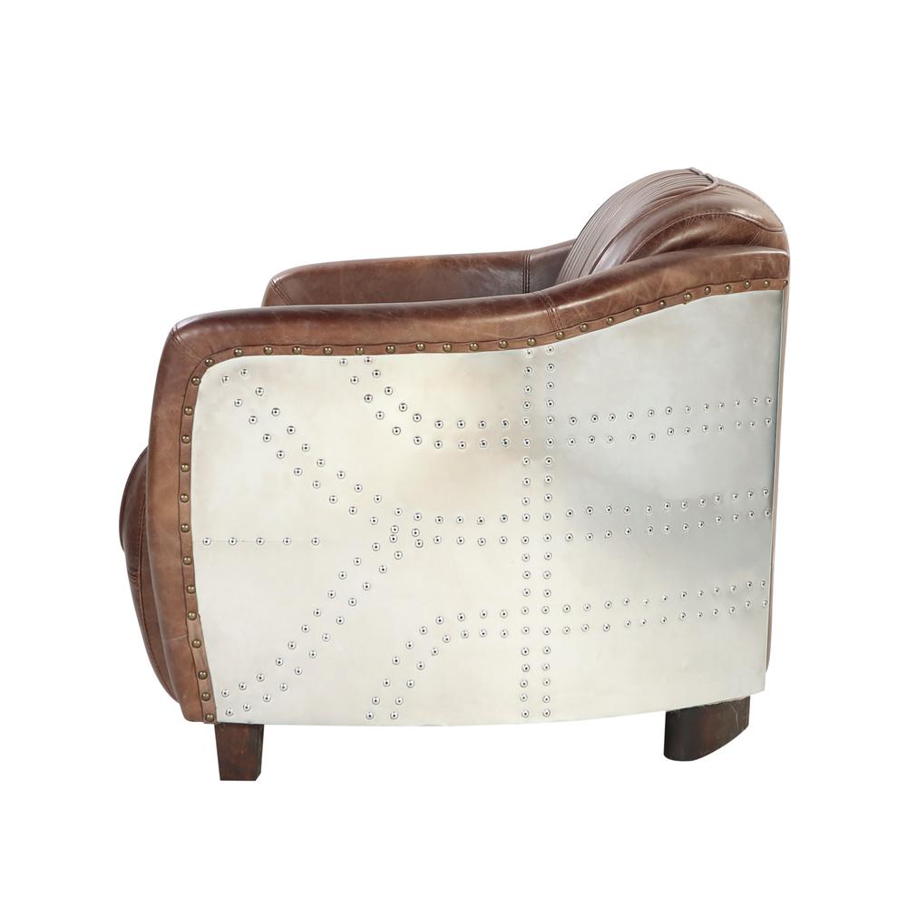 Brancaster Loveseat, Retro Brown Top Grain Leather & Aluminum