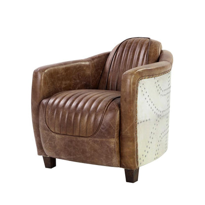 Brancaster Chair, Retro Brown Top Grain Leather & Aluminum