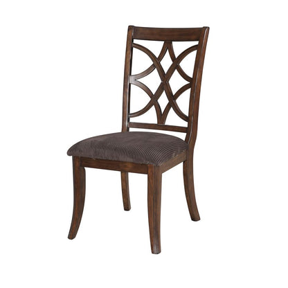 Keenan Arm Chair (Set-2), Brown Microfiber & Dark Walnut